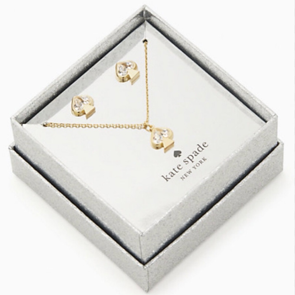 Kate Spade Everyday Spade Necklace & Stud Earrings Set in Box NWT - Picture 1 of 8